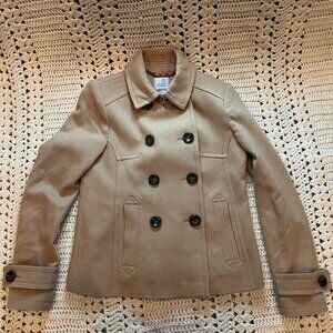 jcp - JC Penney Wool Blend Camel Double Breasted Pea Coat Size Medium